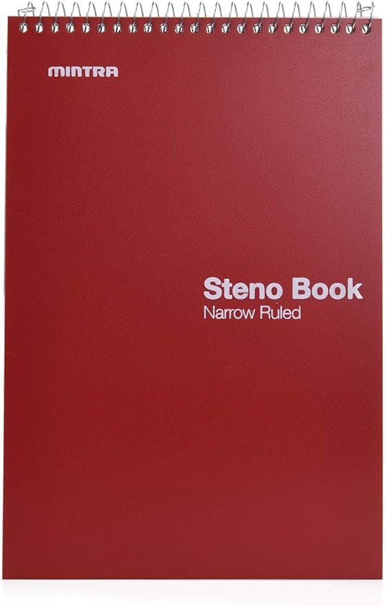 Mintra Office Steno Books (Poly Steno 8pk (Arctic Ice, Green Olive, Charcoal), Narrow Ruled)