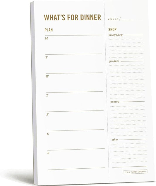Meal Planning Notepad - What's for Dinner Weekly Meal Planner and Grocery List Magnet Pad with Tear-Off Shopping List - Family Dinner Menu for Fridge & Meal Prep - 6x9” - 50 Sheets