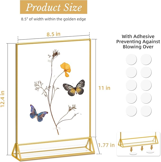6 Pack Acrylic Sign Holder 8.5X11 Gold Picture Frames Double-Sided Display Stand Clear Acrylic Frame for Menu Holder Wedding Table Number Holder Photo Frames