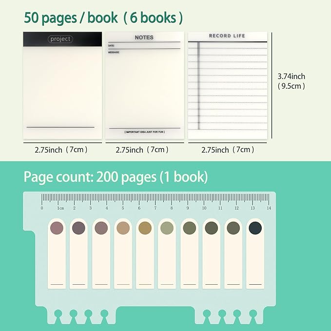 NatureTouch 300 Pieces Transparent Sticky Note Pads 200 Pieces Sticky Index Tabs Waterproof Translucent Office & School Supplies