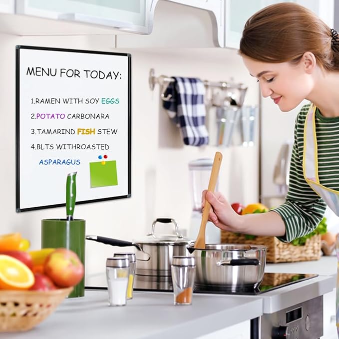 XIWODE Magnetic Dry Erase Board, Wall Mounted whiteboard, 18x24 inch, Black Aluminum Alloy Frame, Simple and Generous, Smooth Writing Surface, Easy to Wipe.