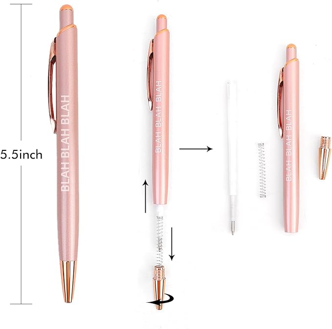 10 Pack Funny Sarcastic Ballpoint Pens, Office Snarky Metal Luxury Rose Gold Ballpoint Pen Encouraging, Office Gift, Black Ink
