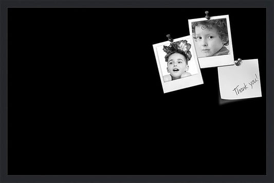 PinPix 34x22 Inch Cork Bulletin Board. This Decorative Framed Pin Board Comes with Solid Black Design and a Satin Black Frame. Ideal for Home Office Decor or Message Board (PinPix-622)