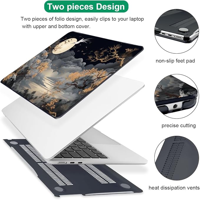 for MacBook Air 13.6 Inch Case M4 A3240 A3113 M3 A2681 M2 2025 2024 2023 2022 Release, Pattern Plastic Hard Shell Case Cover for Mac Air 13 inch M4 M3 M2 Chip Touch ID, Tide Illustration 2