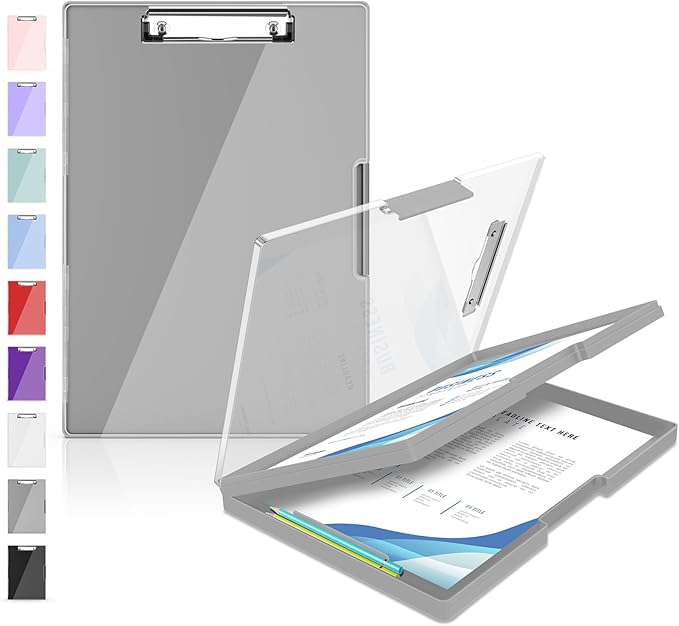 Sooez Clipboard with Storage, Heavy Duty Cleaview Clip Boards 8.5x11 with Dual Storage, Dry Erase Plastic Nursing Clipboard, High Capacity Clipboards Folder for Teacher Nurse, School & Office Supplies