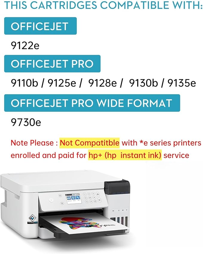 936e 936XL Ink Cartridges Combo Pack Compatible for HP 936 Ink Cartridges Work with OfficeJet 9122e; OfficeJet Pro 9110b, 9125e, 9128e, 9130b, 9135e; OfficeJet Pro Wide Format 9730e (4 Color)