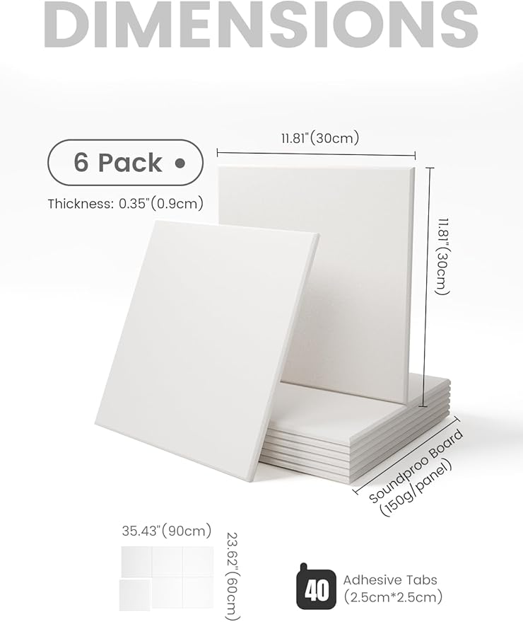 Large Felt Bulletin Board 36" x 24" Cork Board Alternative-6 Pack with 40 Safe Removable Adhesive Tabs, Cork Boards for Walls Cork Board for Home Office Classroom Pin Board - Milky White