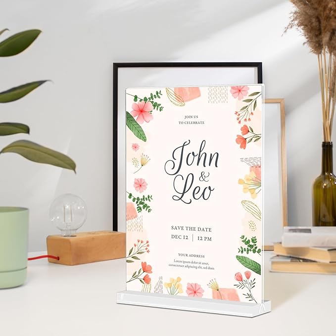 TONICE Acrylic Sign Holder 8.5 x 11 inch 12 Pack Double-Sided Plastic Sign Holder Stand Vertical Display Table Top Sign Holder for Office, Restaurants, Store, Wedding, Party