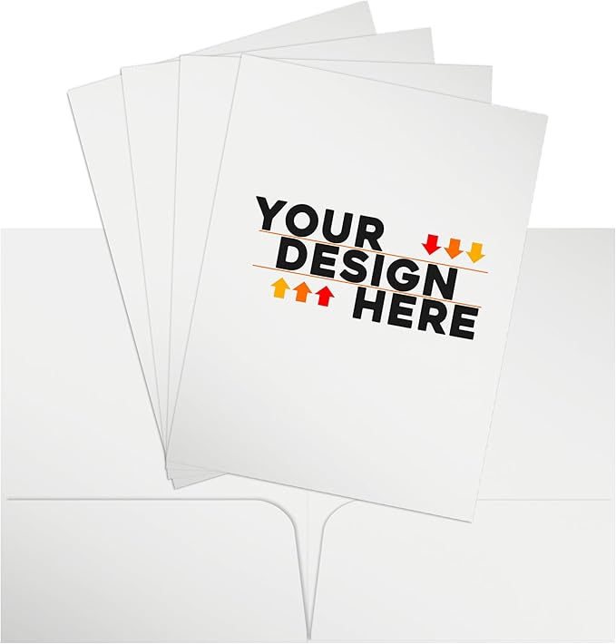 JAM PAPER Custom Printed Semi-Gloss Folders with Round Corner Pockets - Personalized Logo & Text - 12pt C1S - White - 100/Pack