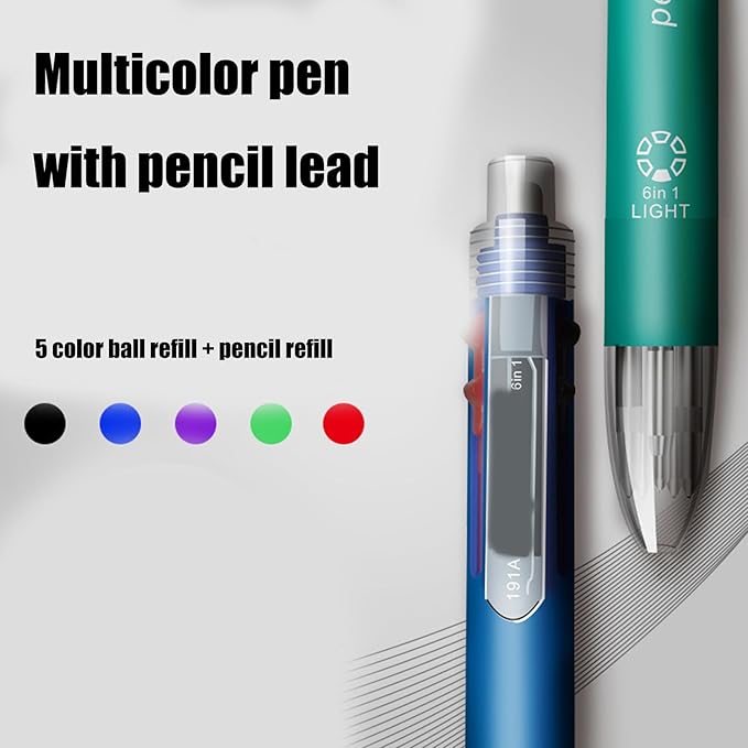 Multifunctional Mechanical Pencil 5 Color-in-1 Ballpoint Pen Retractable Multicolor Ballpoint For Student Teacher Erasable