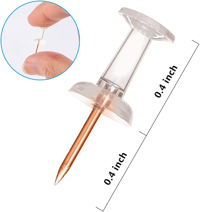 Yalis Push Pins 600 Count, Standard Rose Gold Pins Clear Thumb Tacks Steel Point and Clear Plastic Head (Rose Gold)