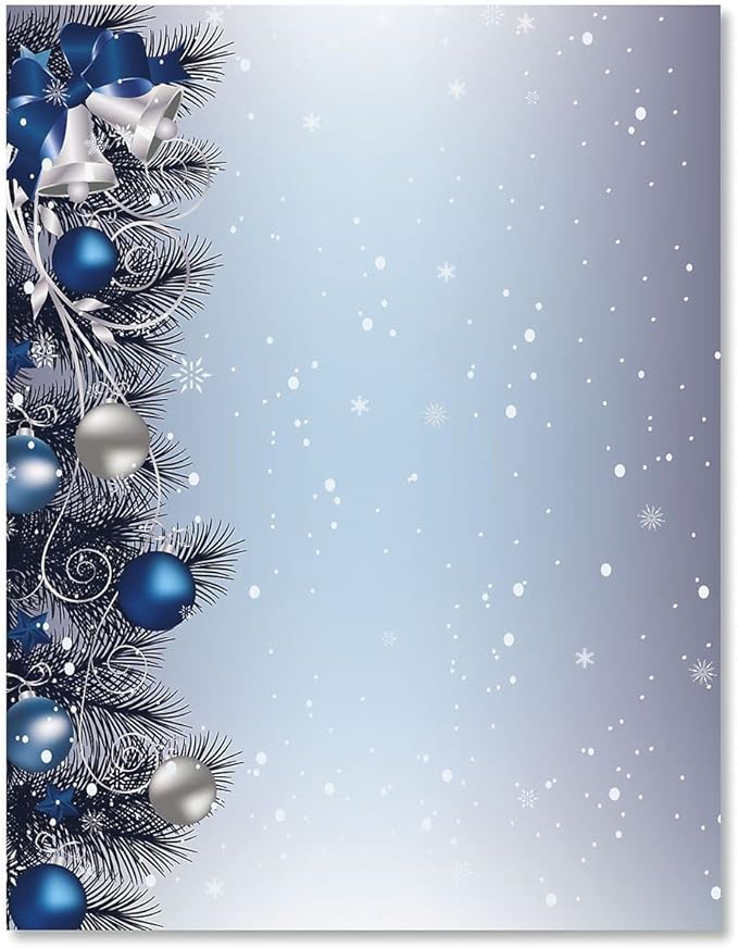 Current - Silver Bells Christmas Stationery – For Holiday Letters, Hand-Written Notes, 25 Sheets, 8½ x 11 Inches, Printer Compatible, 70# Text Opaque Paper