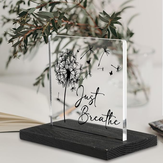 Just Breathe Mental Health Signs, Just Breathe Therapy Office Inspirational Quotes, Psychology Decor for Treatment Office School Classroom, Therapist Psychotherapist Decorative Signs-DX322