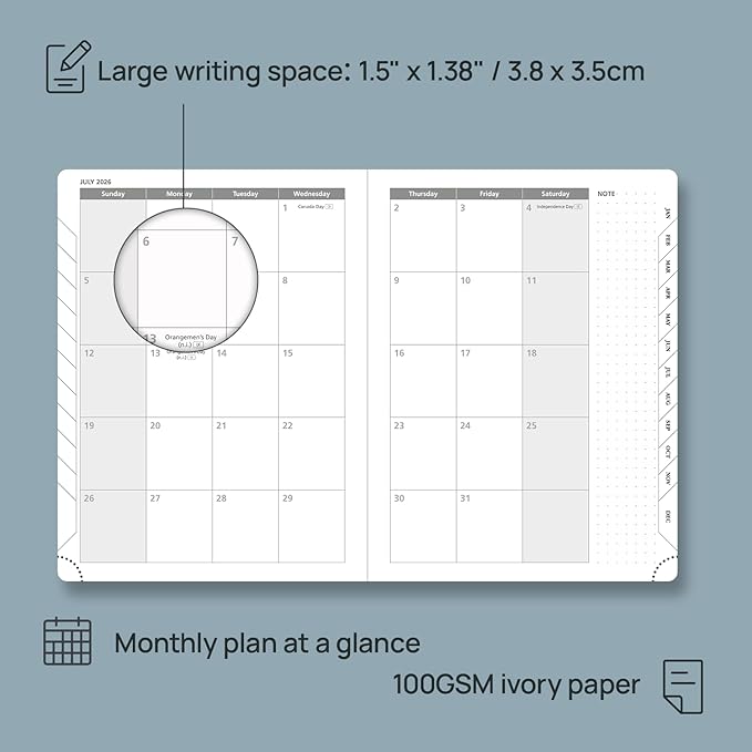 POPRUN 2026 Planner (Medium - 6.5'' x 8.5'') - 2026 Weekly Calendar ((Jan. 2026 - Dec. 2026) with Hourly Time Slots, Weekly/Monthly Appointment Book for Time Management - Leather Soft Cover - Black