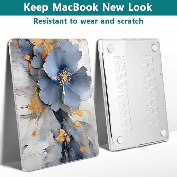 Teryeefi Compatible with M2 M1 MacBook Pro 13 inch Case A2338 A2251 A2289 A2159 A1989 A1706 A1708 (Release 2016-2020 2022),Protective Slim Cover+Keyboard Cover for MacBook Pro 13 Touch Bar, Art Floral