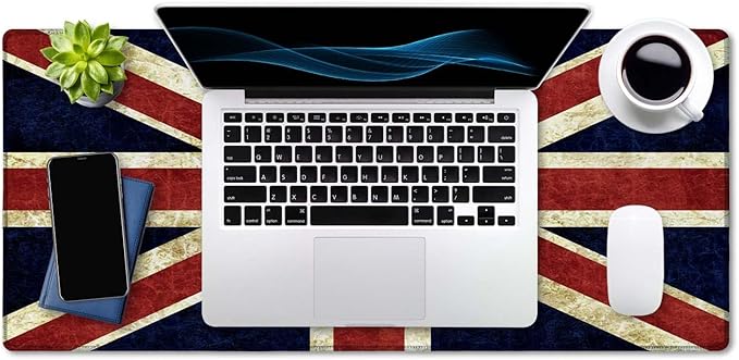 SSOIU Extended Gaming Mouse Pad (35.5x15.7 in), Large Non-Slip Rubber Base Mousepad with Stitched Edges, Waterproof Keyboard Mouse Mat Desk Pad for Work, Game, Office, Home - Flag of England