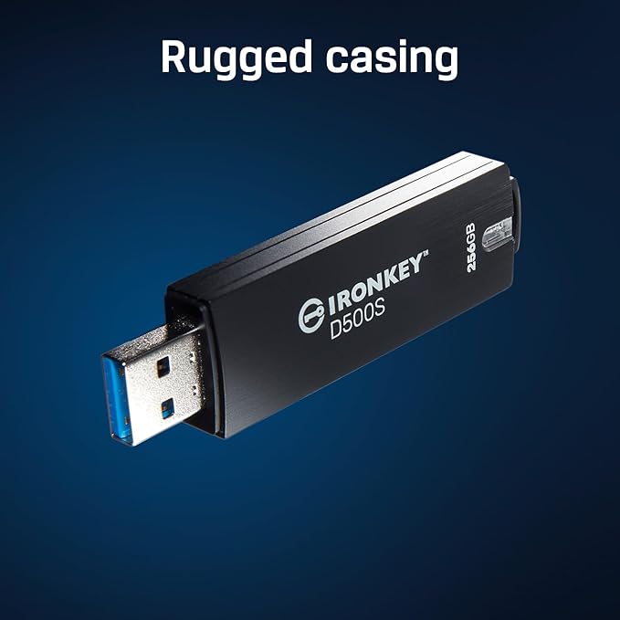 Kingston Ironkey D500S 512GB Encrypted Flash Drive | Dual Hidden Partition | FIPS 140-3 Level 3 | XTS-AES 256-bit | BadUSB and Brute Force Protection | Multi-Pin Option | IKD500S/512GB