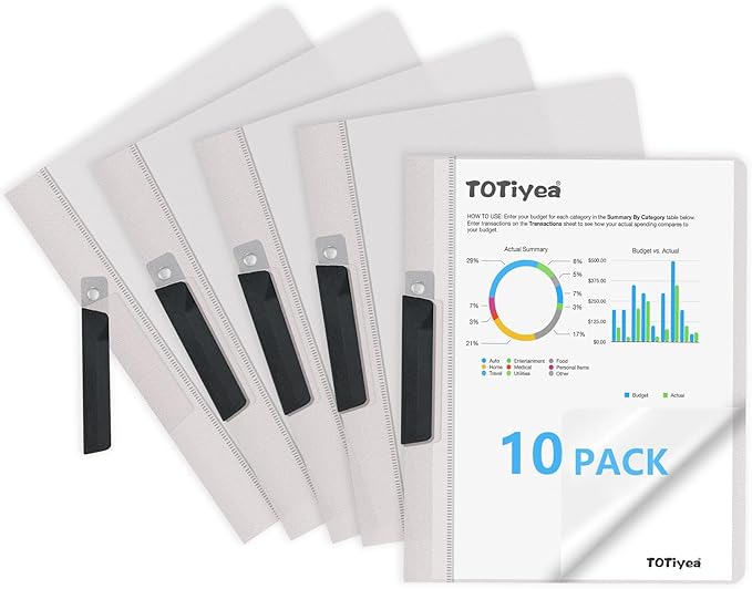 TOTiyea 10 Pack Clear Report Covers with Swing Clip, File Folder with Swing Clip, 30 Sheets Capacity, Slide Locking Report Covers, Letter Size, Clear