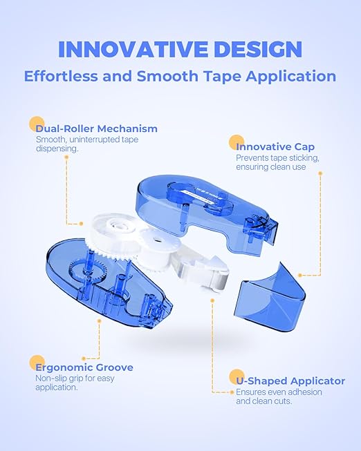 Double-Sided Tape Roller for Scrapbooking 12-Pack (0.31IN x 30FT) Adhesive Tape Glue Runner, Scrapbook Supplies and Craft Supplies for Scrapbooking, Gift Wrapping and Photo Tape