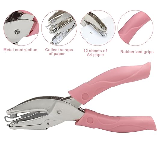 Handheld Hole Paper Punch, Star Hole Punch, 1/4 Inch Metal Single Hole Puncher with Soft Grip Handle for DIY Craft, Scrapbooking, Tags, Paper Projects