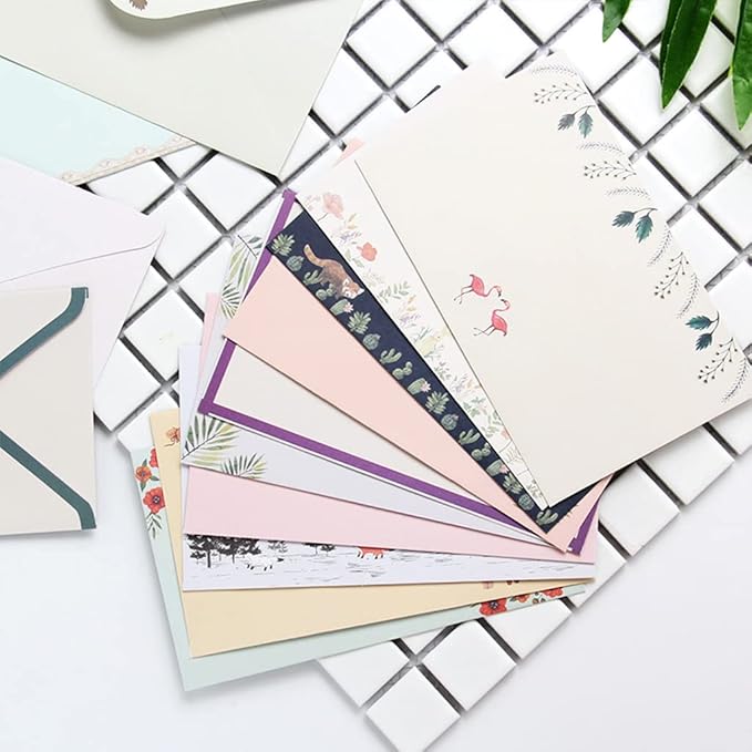 81pcs Stationary Paper and Envelopes Set, Contain 54 stationery paper and 27 envelopes, writing paper stationery set, 9 Different Style
