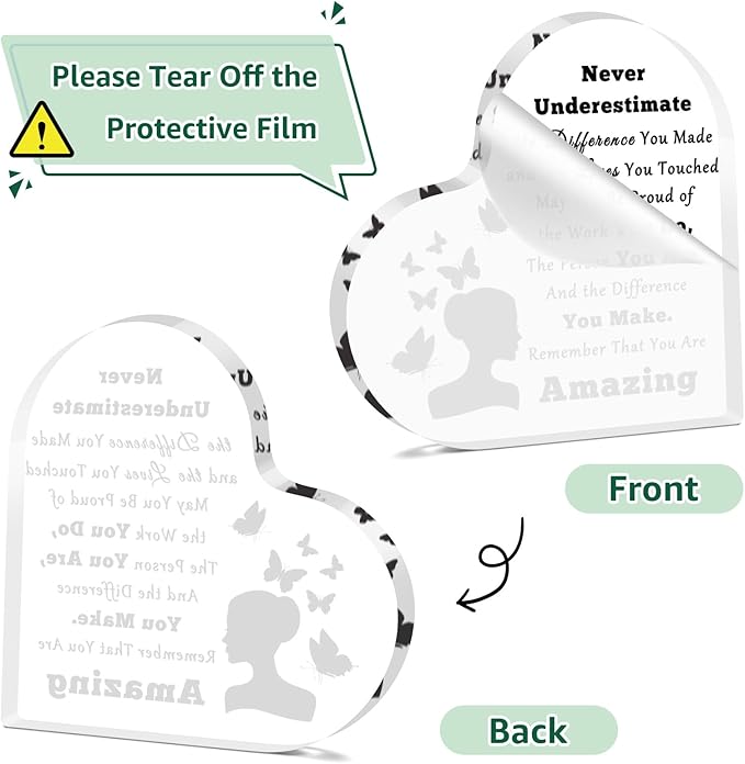 Inspirational Gifts for Women Friends Desk Decor for Office Coworker Appreciation Desk Sign Retirement Leaving Going Away Presents New Job Promotion Gifts for Women Office Acrylic Heart Keepsake