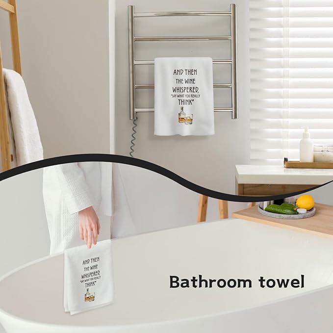 Funny Wine Kitchen Towels, Whiskey Lovers Gifts Hand Towels for Kitchen Decor, Gifts for Wine Lovers Women Men Decorative Dish Tea Towels for Home Bar Pub, 16x24 Inch