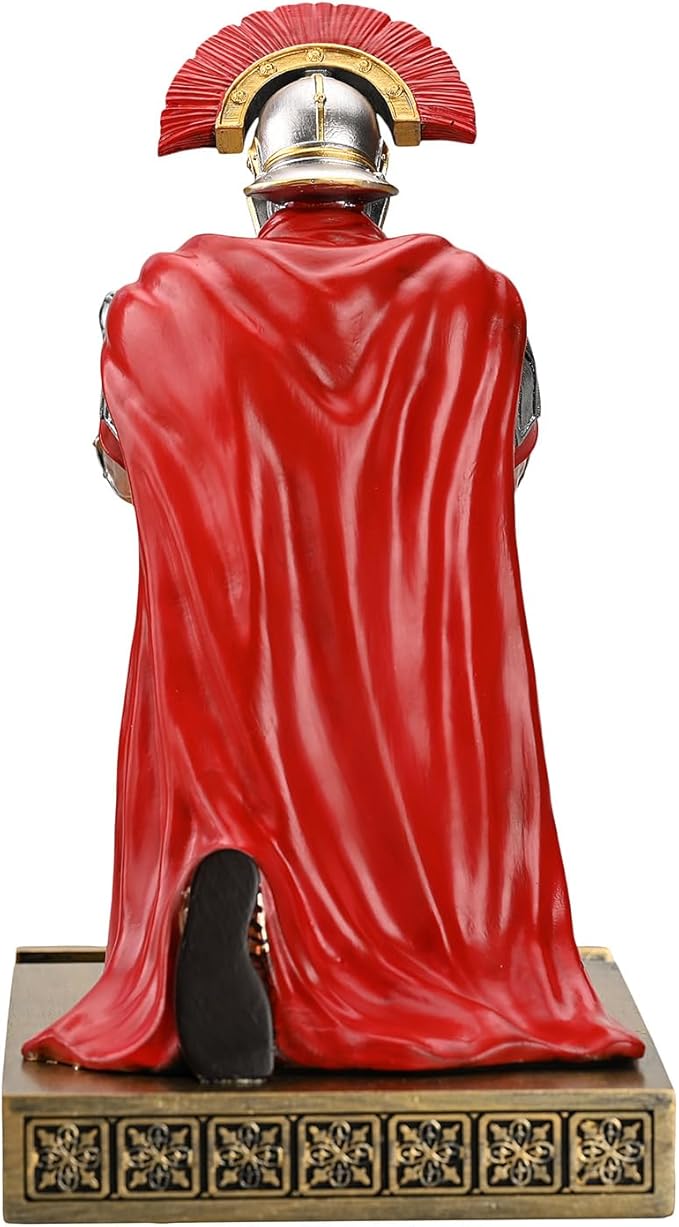 Centurion Cloak Warrior Knight Pen Holder Mobile Phone Stand Desk Organizers and Accessories as Gift for Office and Home (Silver)