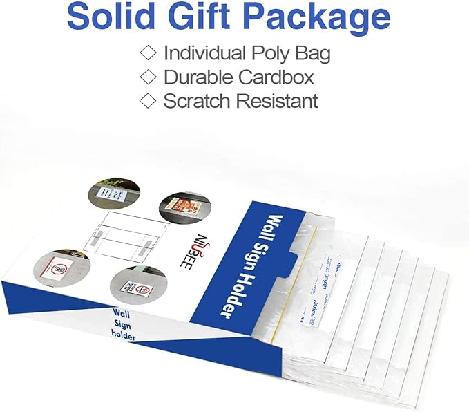 Niubee Acrylic Sign Holder 5x7 Vertical, Wall Mount Sign Holder Door Sign Holder Memo Holder Clear Wall Frame with Tape Adhesive for Office, Home, Store, Restaurant, No Drilling - Vertical (6 Pack)