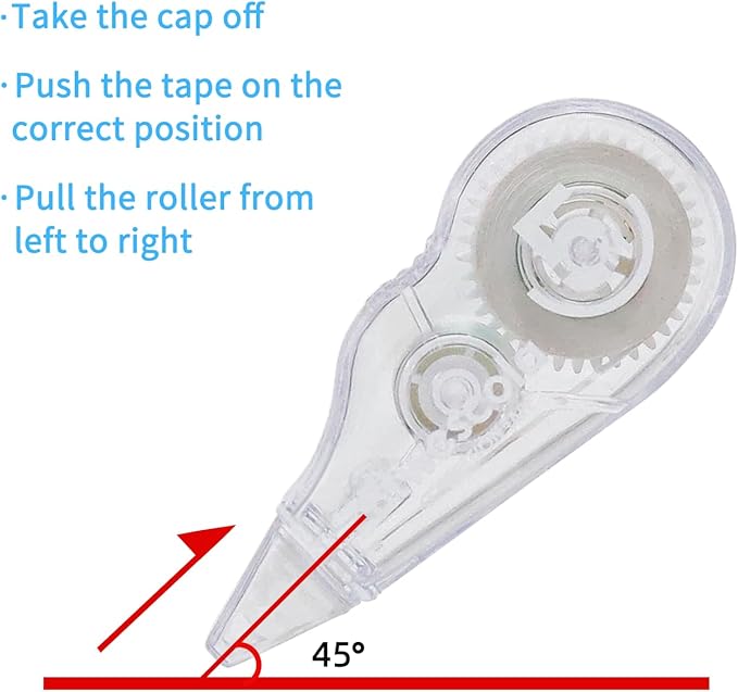 Correction Tape, 16.4FT EZ Tear-resistant Correction Tape, Easy To Use Applicator for Instant Correction Without Drying Time (10pcs/set)