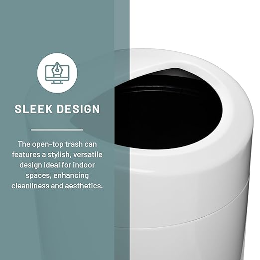 Safco Open Top Trash Can, 30 Gallon Stainless Steel Modern Garbage Can for Indoor Use, White