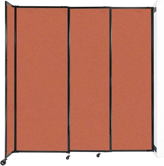 Wall-Mounted Sliding StraightWall Room Divider | Adjustable Widths | Locking Wheels | Room Separator | Up to 7'2" Wide x 7'6" Tall Papaya Fabric Panels