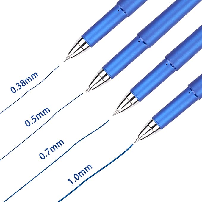 Gel Ink Rollerball Stylus Pen - 18 Pack,0.38mm Gel Pen Extra Fine Point,2 in 1 Capacitive Stylus Pen,Blue Ink,Writing Smoothly for Office,Business,Gift,Metal Silver Clip