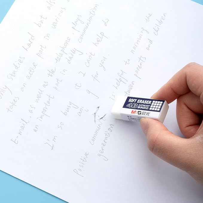 M&G 24 Pack Erasers Pencil Erasers, 4B White Rubber Eraser Rectangular Bulk for Kids School Students Office, Art Erasers for Drawing