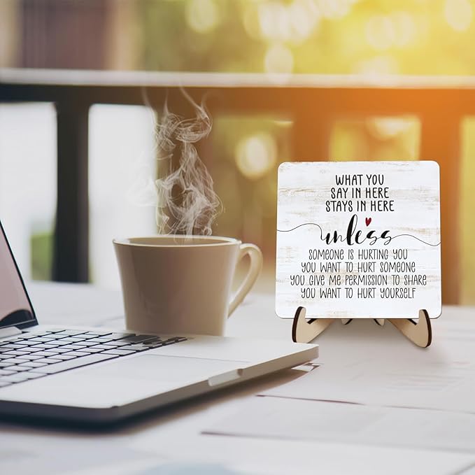 Wooden Mental Health Plaque - Desk Sign for Psychology, Therapy & Counseling Offices