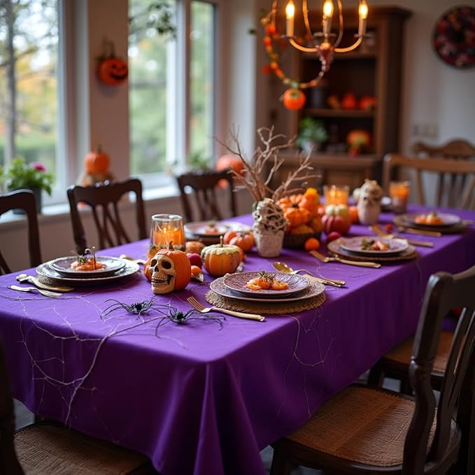 sancua Rectangle Tablecloth - 70 x 108 Inch - Stain and Wrinkle Resistant Washable Polyester Table Cloth, Decorative Fabric Table Cover for Dining Tables, Buffet Parties and Camping, Purple