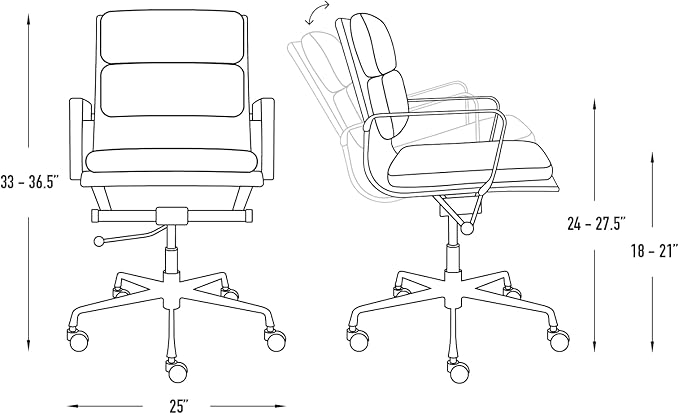 Laura Davidson Furniture SOHO II Padded Management Office Chair - Mid Back Desk Chair with Arm Rest, Swivel & Cushion Availability, Made of Poly-Cotton Fabric, Grey Fabric, Computer Chair