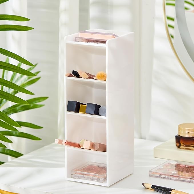 Acrylic Pen Organizer Storage for 50 Markers Vertical Marker Organizer Acrylic Pen Display Holder for Office Desk Desktop Stationery Pencil Storage, White, 3.4 x 4 x 10.2 Inch