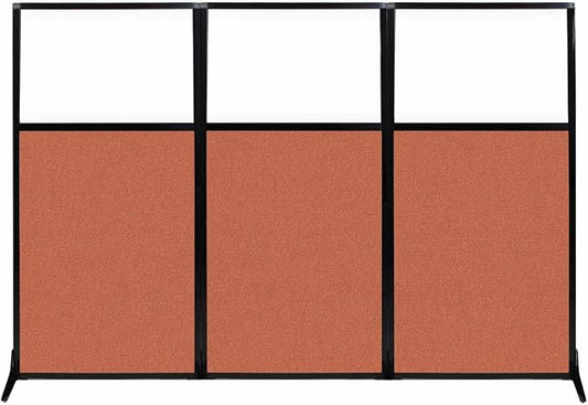 Versare Workstation Partition | Portable Wall Divider | Modern Office Cubicle | Free Standing Privacy Screen | Flexible Work Space | 99" x 70" W/Window, Papaya Fabric Panels