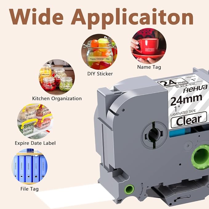 Hehua Tze Tz Tape 24mm 0.94 Laminated Clear Tape Compatible for Brother P-Touch TZe-151 TZe151 TZ-151 TZ151 for Ptouch PT D600 D610 P710bt, 1'' x 26.2ft Black on Clear, 3 Pack