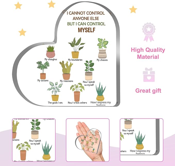 Mental Health Decor, Mindfulness Decor for Therapy Office Things I Can Control Acrylic Heart Gifts, School Counselor Sign Therapist Office Art Decorations for Therapist Office Living Room Bedroom