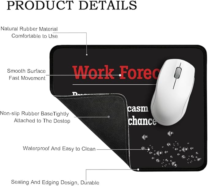 Work Forecast Rectangular Mouse Pad, Funny Employee Mousepad, Funny Sarcastic Mouse Pad Gift for Teacher Colleague Coworker,Office Humour Gift for Employee Manager Boss Colleague