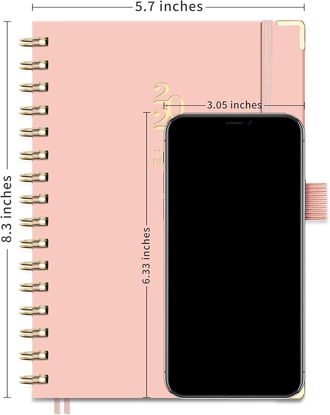 2026 Planner, Weekly and Monthly, A5 Size (5.7" x 8.3"), Jan 2026 - Dec 2026, Calendar, To-do List, Agenda, 12-Month Tabs, Hardcover, 100 GSM Thick Paper, Spiral-bound (Pink)