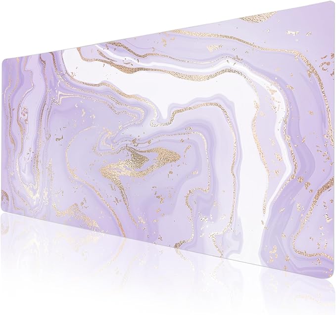 Colorful Star Large Mouse Pad, PU Leather Waterproof Desk Mat, Computer Gaming Mouse Pad, XXL Extended Full Mousepad Non Slip Desk Pad for School Office Home 31.5" x 15.7" - Violet Marble