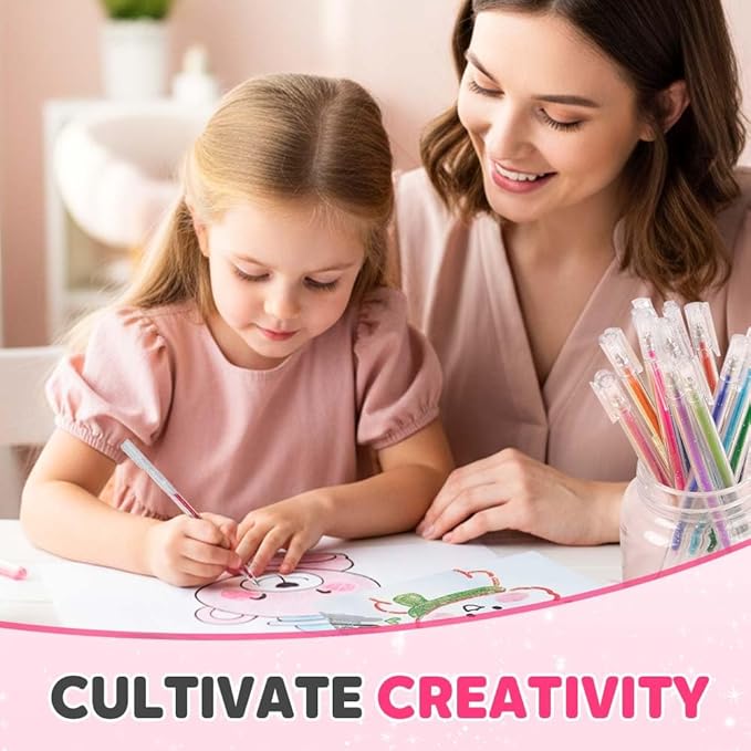 Glitter Gel Pen Set, Multi-Functional Colored Drawing Pens for Scrapbooking, Portable Journaling Crafting Doodling Drawing Glitter Pens for Adults School Supplies (36-Color)