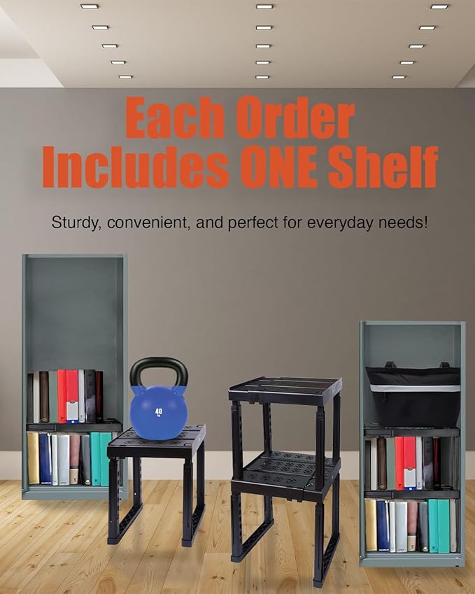 Locker Organizer Shelf， Adjustable Width and Height, Stackable, Ideal Locker Shelf for School, Office, Gym Lockers, or Even Kitchen Cabinets & Under Sink Organization (White 1 Pack)