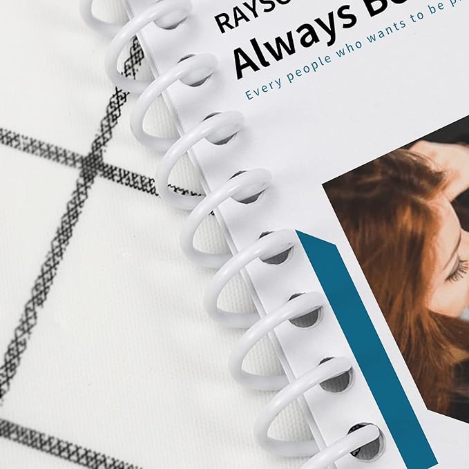 Rayson 11.1mm Plastic Spiral Coil Binding 3:1 Pitch, 7/16inch, 80 Sheets Capacity White Coil Binding Spines - Versatile for Office and Educational Tasks, Pack of 100