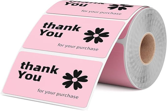 2.25x1.25 Inch Thermal Labels Pink, Holographic Sliver Barcode Thermal Labels for Thermal Printer and Small Business, Multi-Purpose Rectangle Stickers, 500 Sheets/Roll