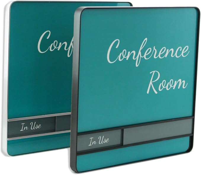 NapTags Conference Room Slider Signs (Bahama Blue - Black Frame, 6" x 6")