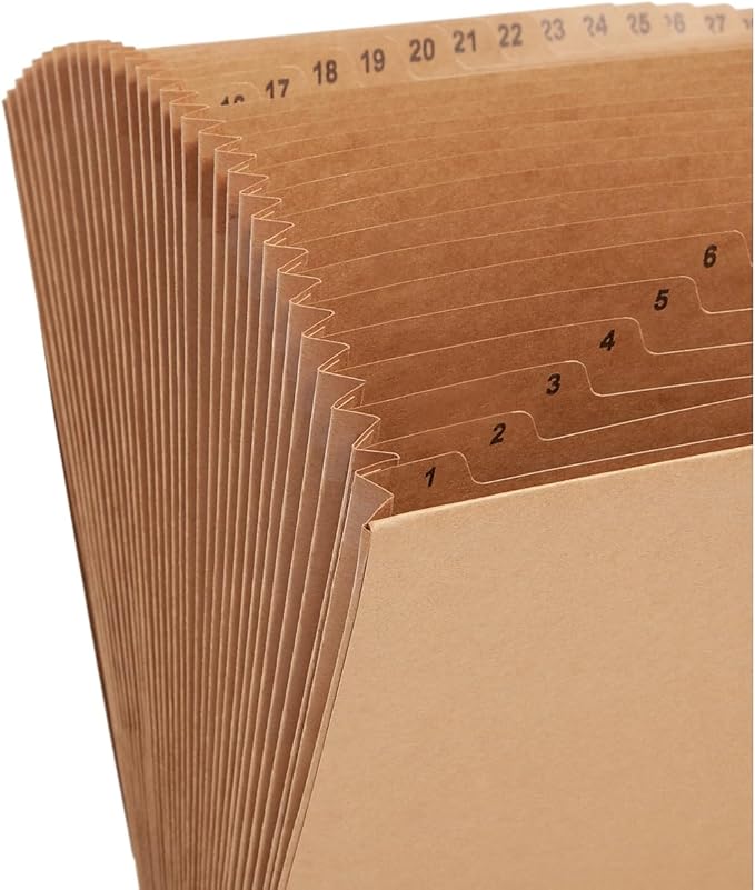 Smead Expanding File with Flap and Cord Closure, 31 Pockets, Daily (1-31), Letter Size, Kraft (70168) (Pack of 1)